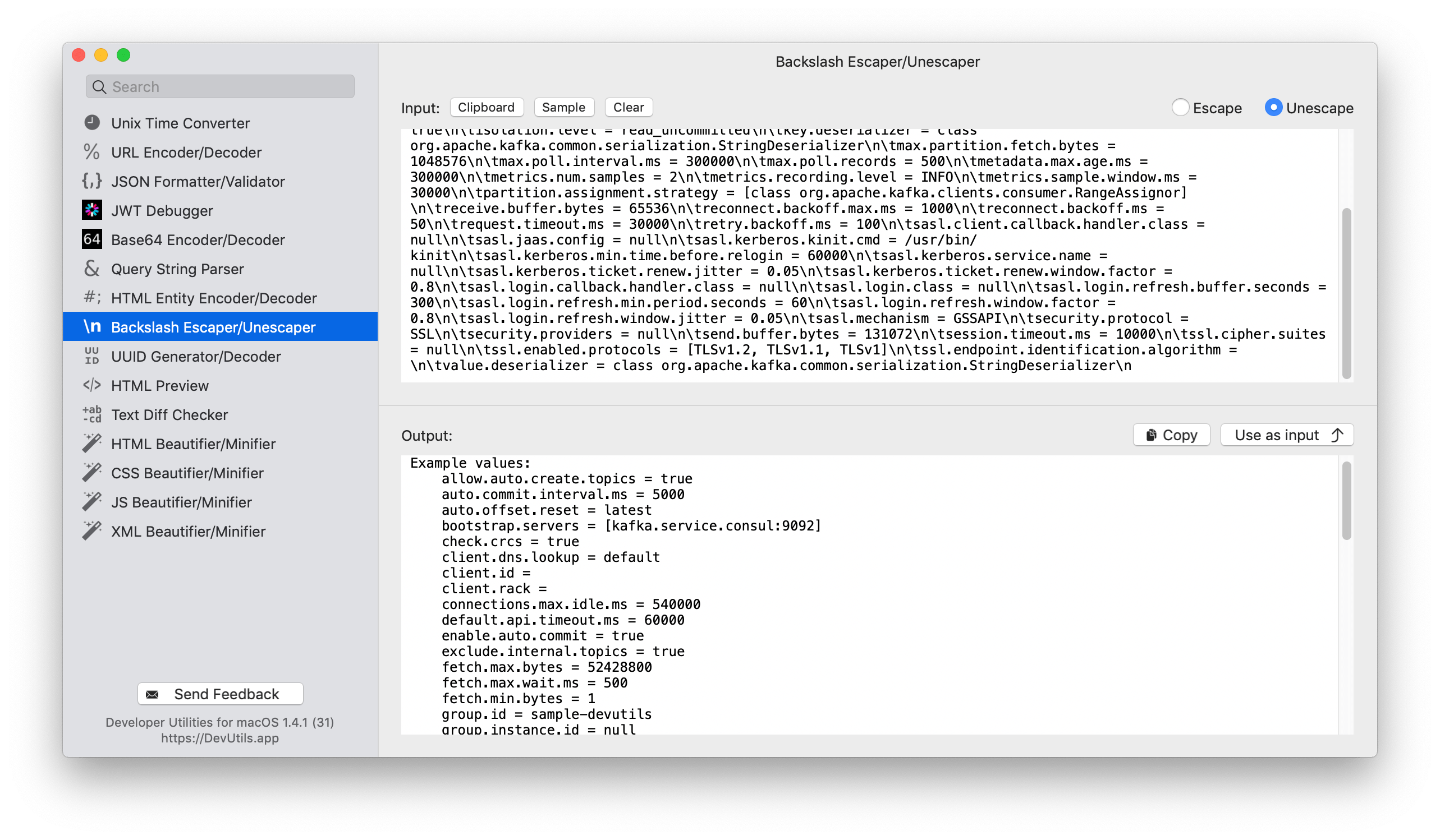 Backslash Escaper/Unescaper macOS app