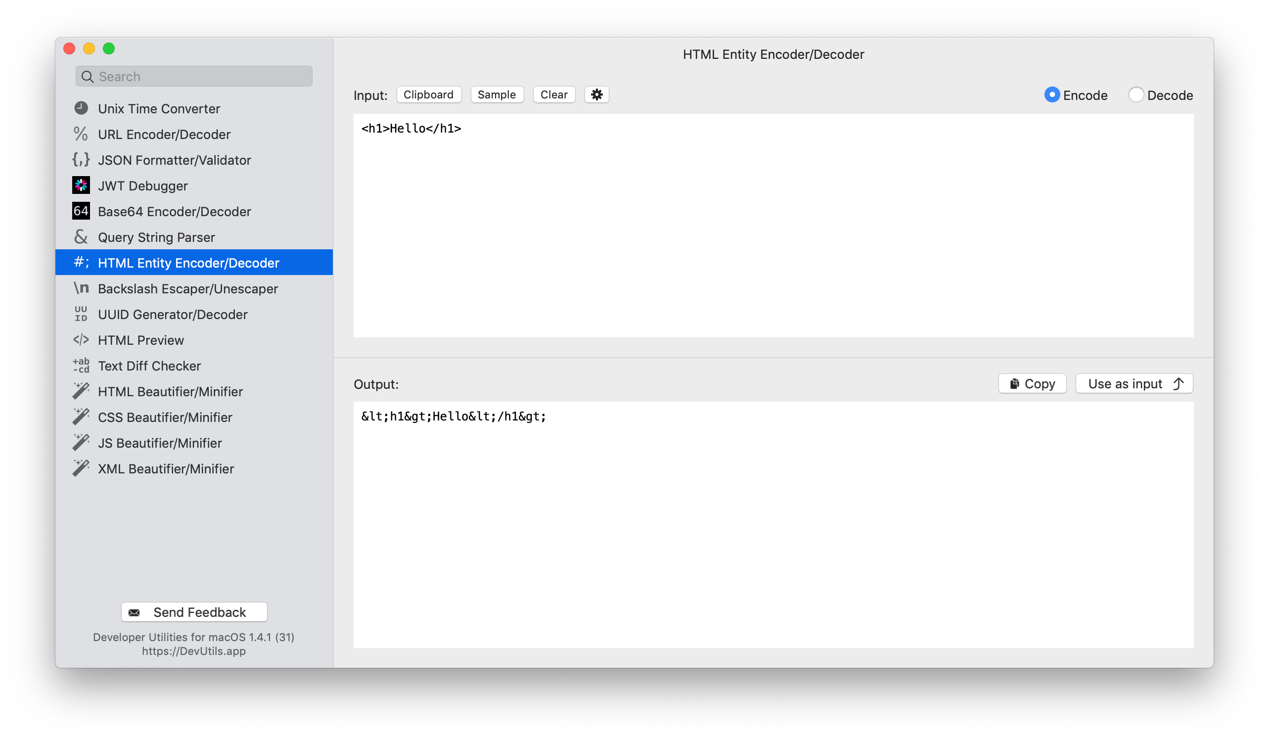 HTML Entity Encoder/Decoder macOS app