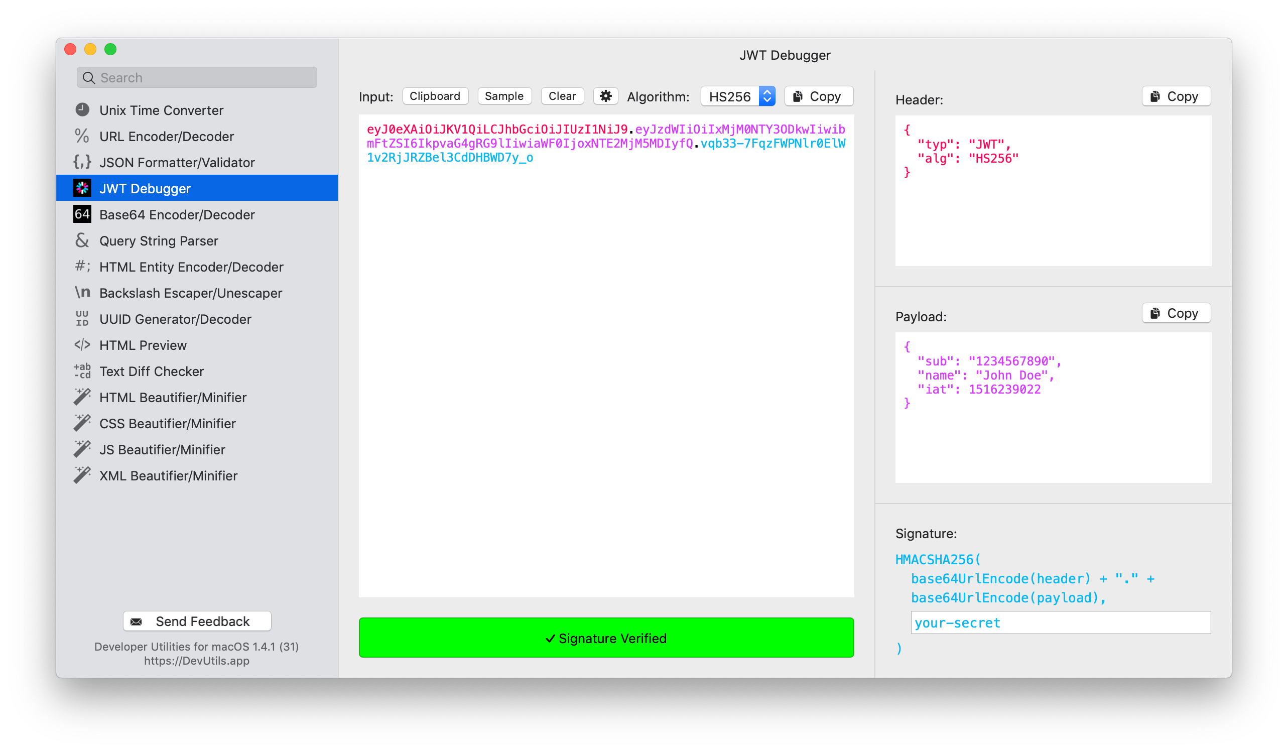 JWT Debugger macOS app