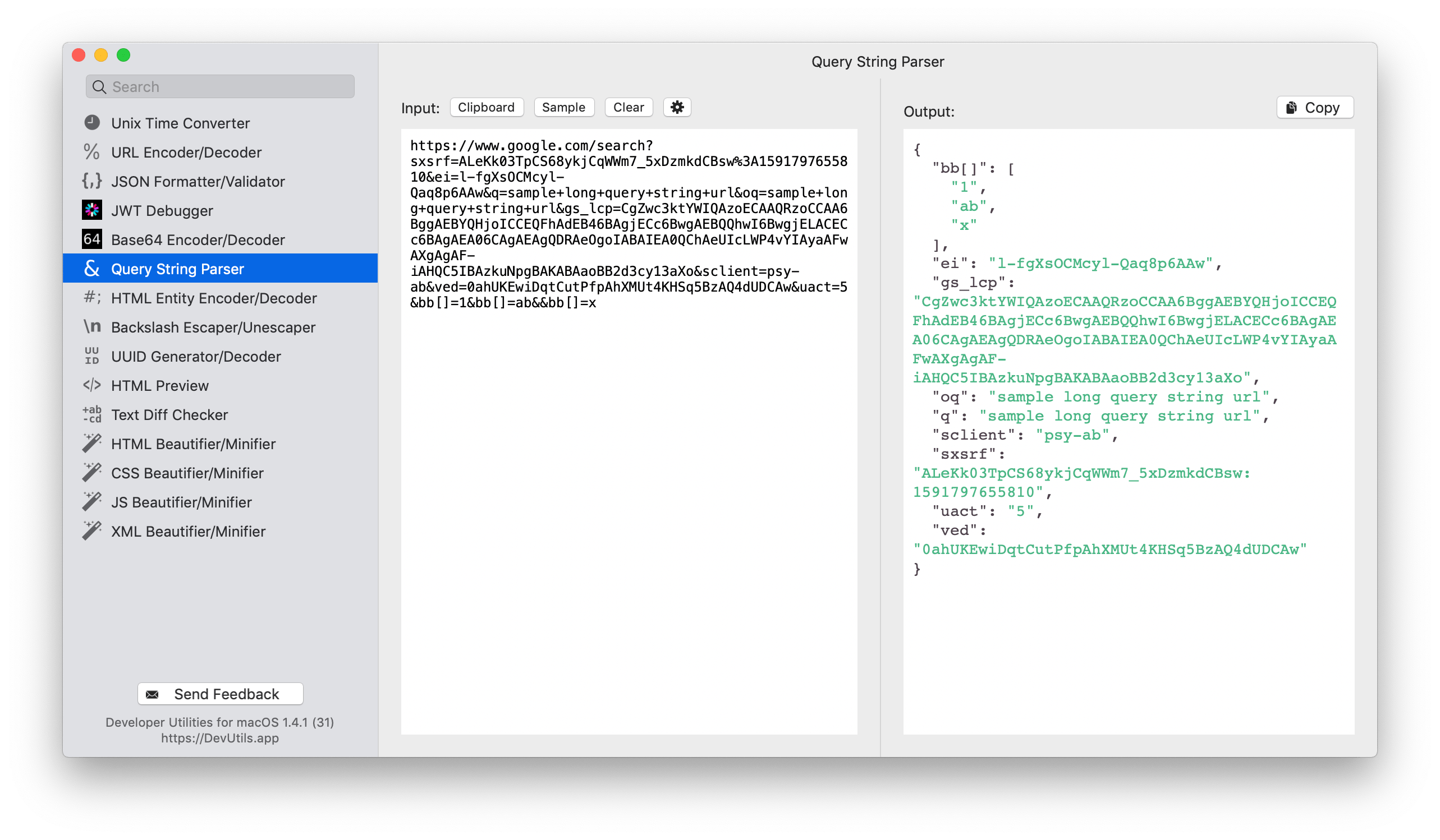 Query String Parser macOS app