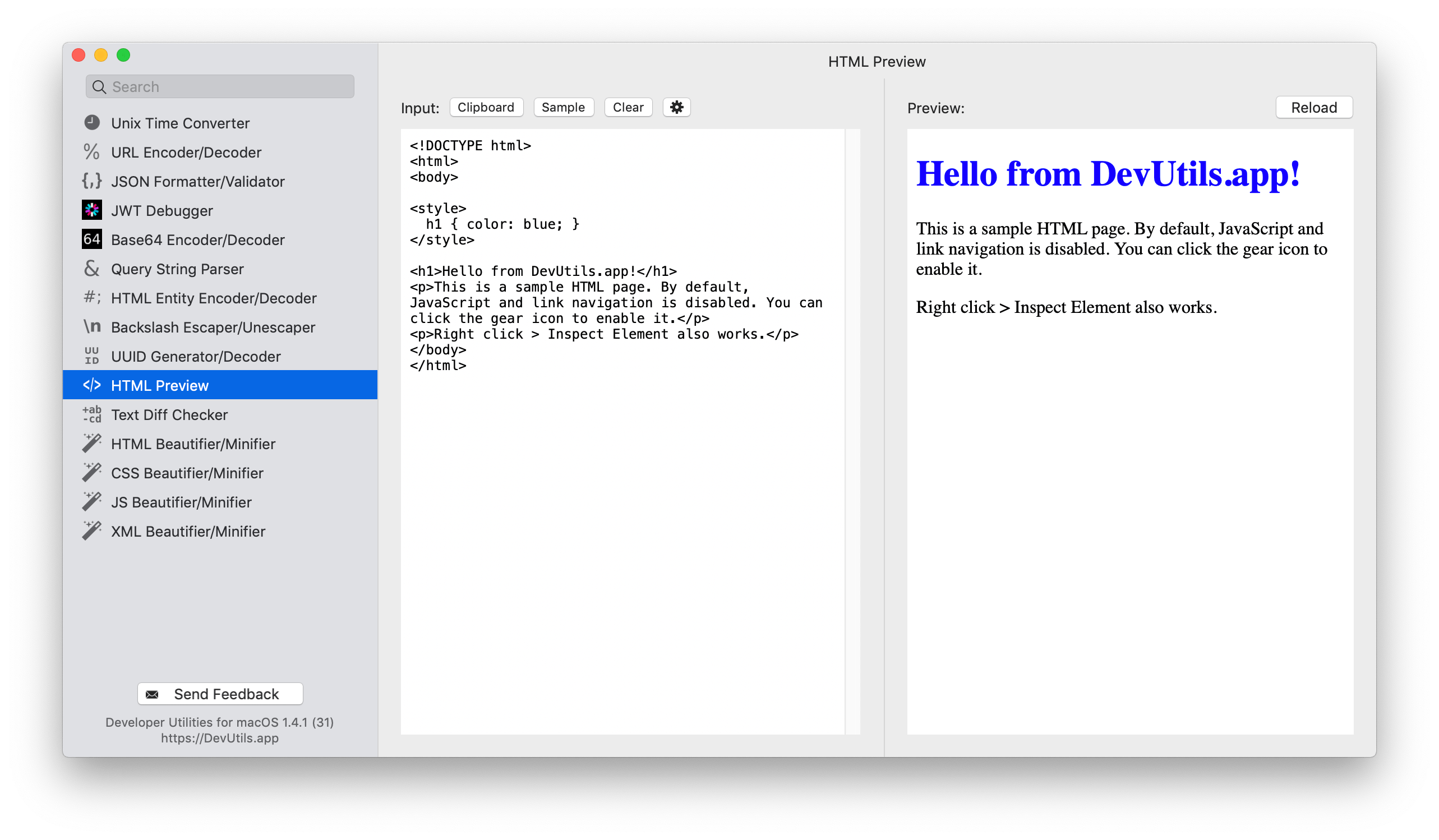 HTML Preview macOS app