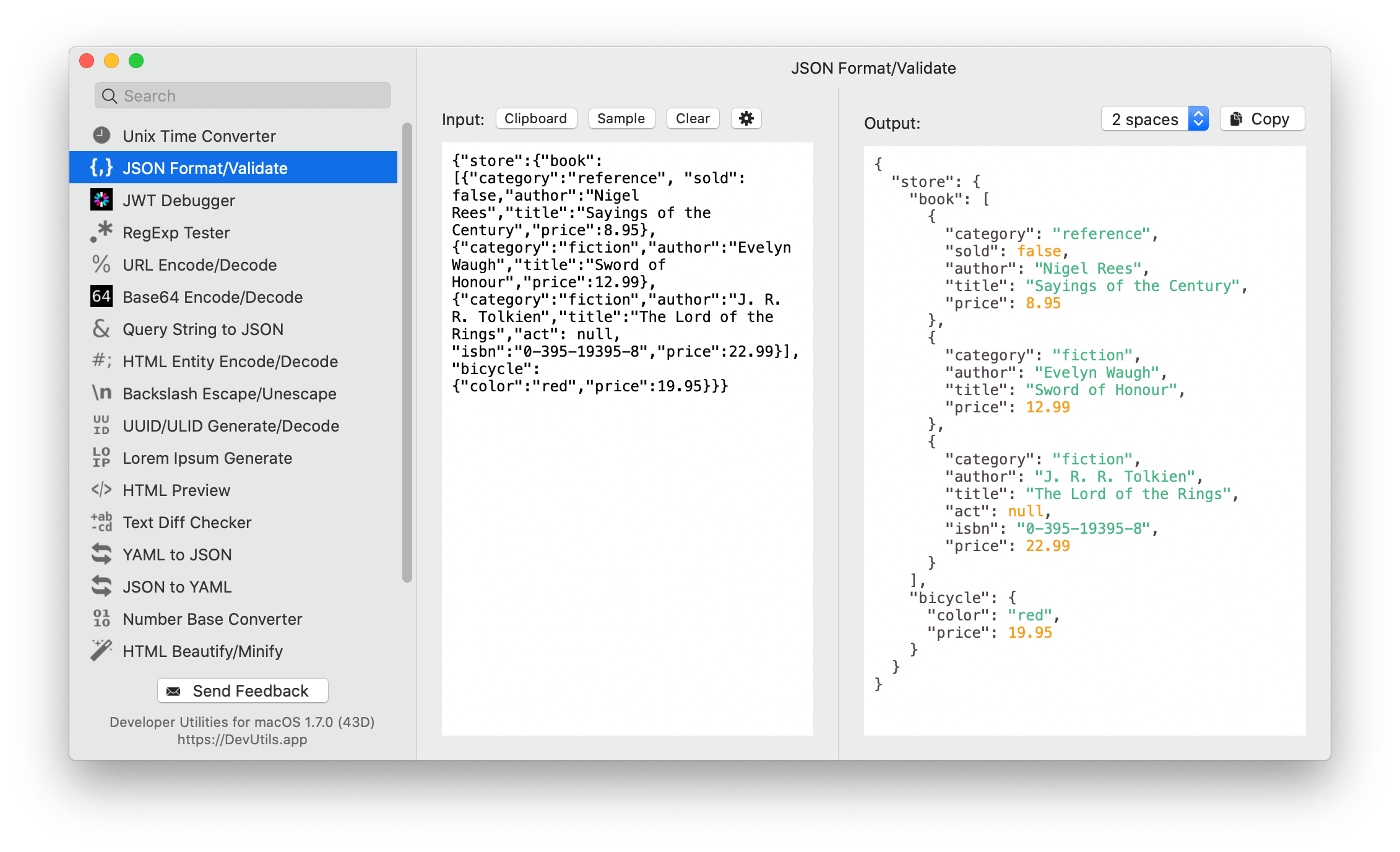 JSON Formatter/Validator macOS app