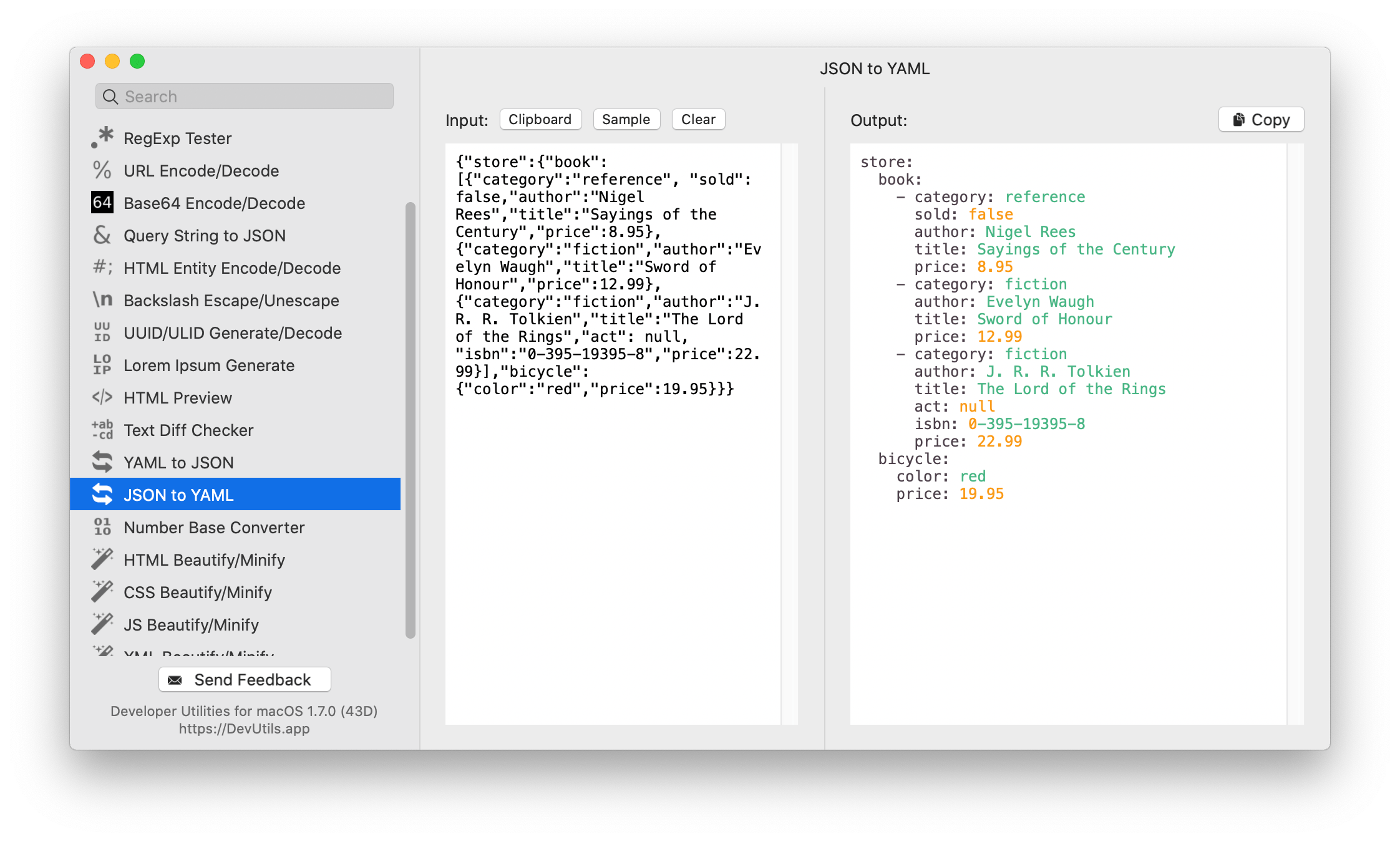JSON to YAML macOS app