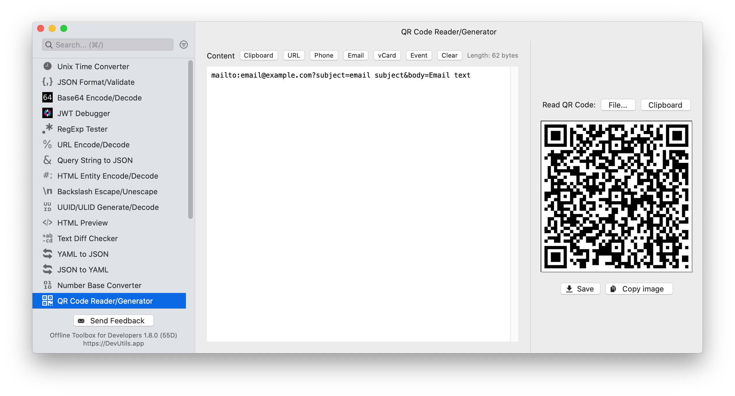 QR Code Reader/Generator macOS app