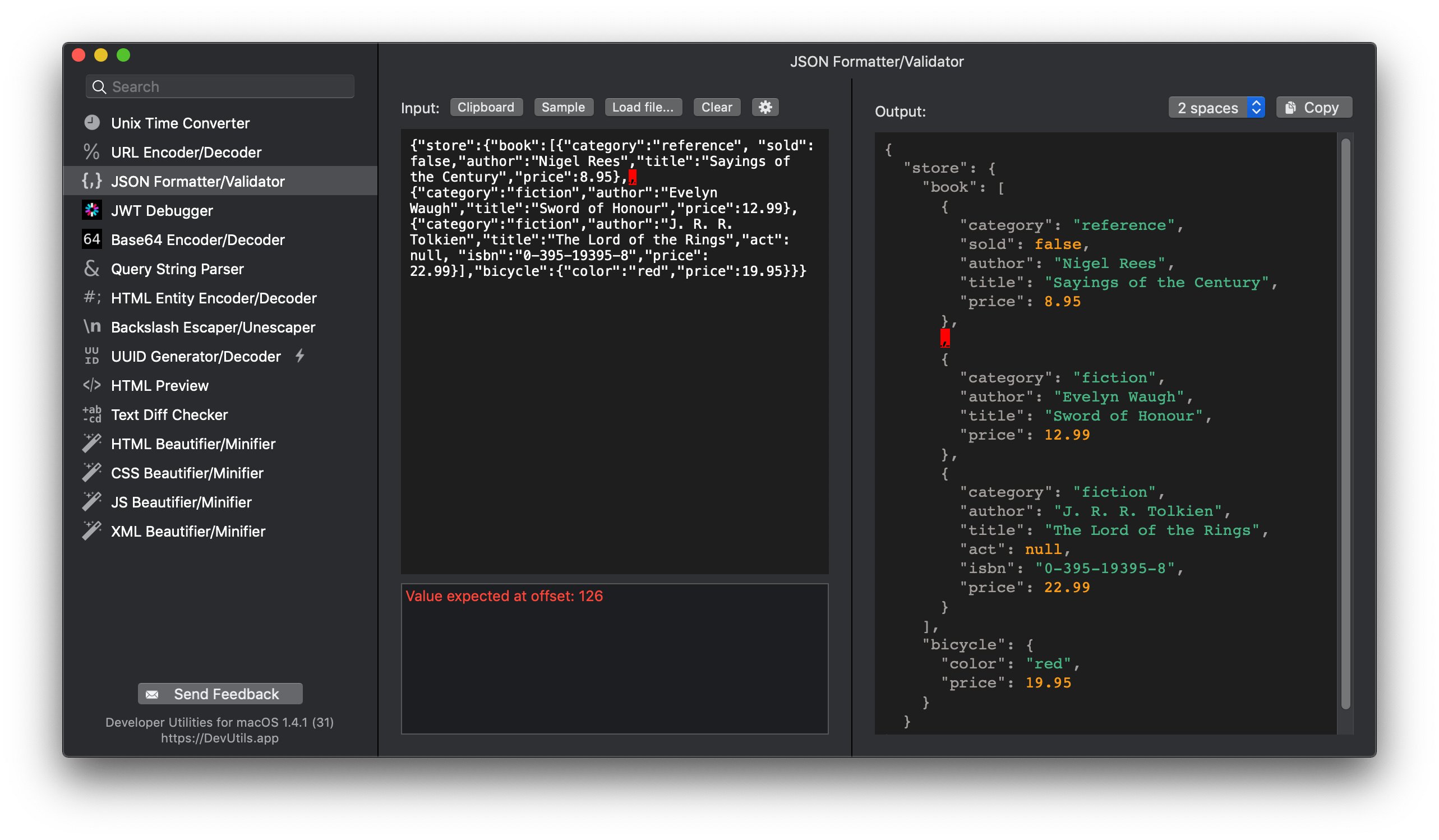 DevUtils.app: JSON Formatter/Validator macOS app