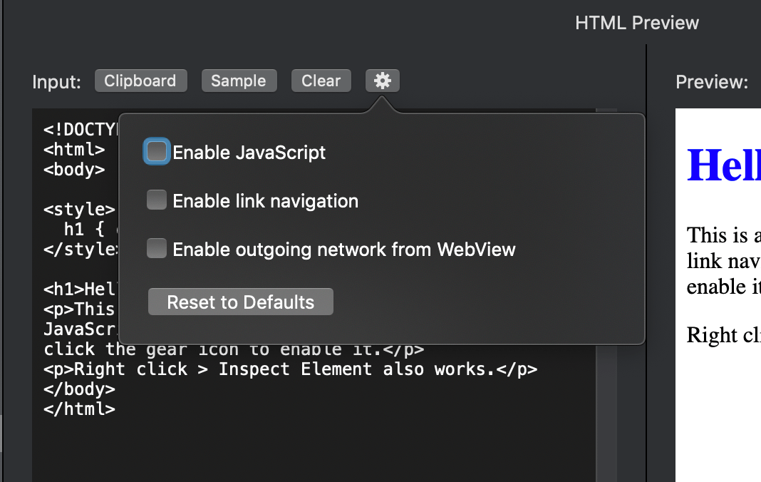 DevUtils.app: HTML Preview macOS app
