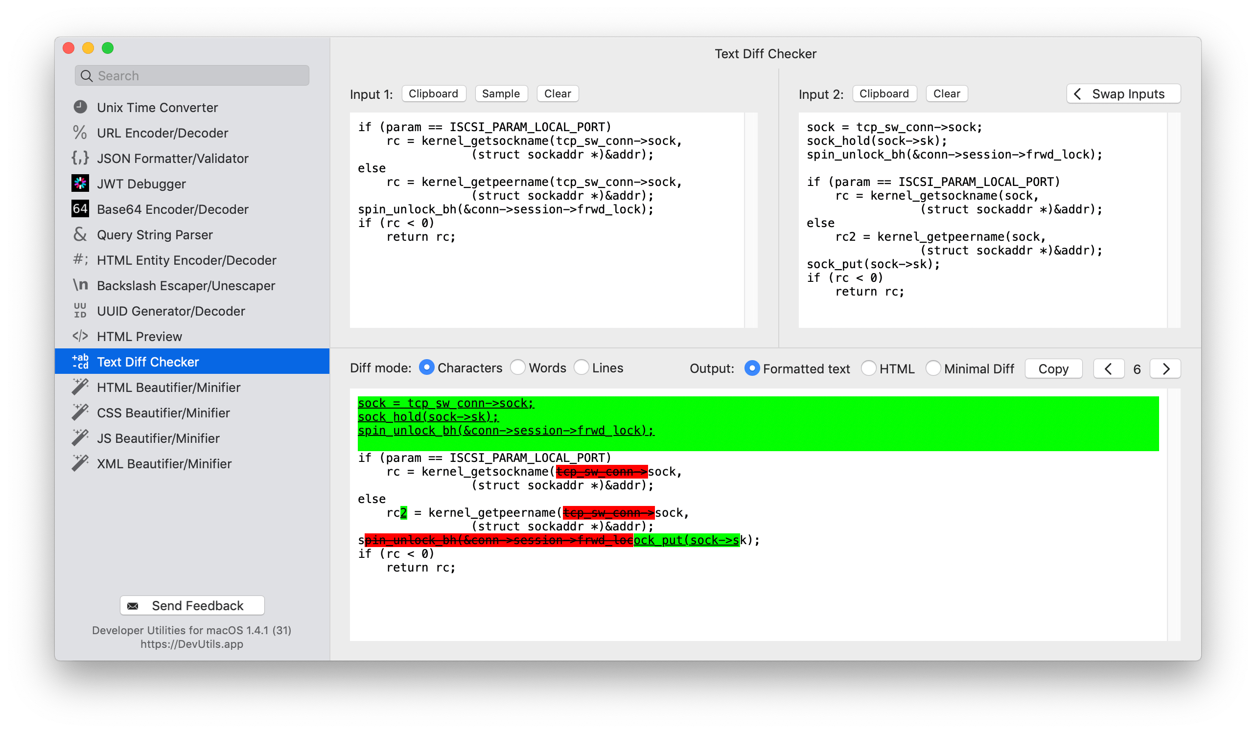 Text Diff Checker macOS app