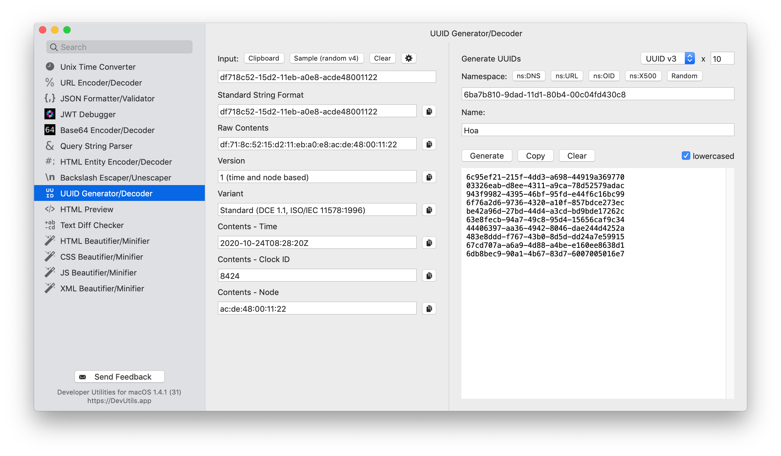UUID/ULID Generator/Decoder macOS app